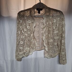 R&M Richards Beige Lace Cardigan
